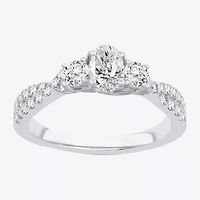 Love Lives Forever (H-I / Si1-Si2) Womens CT. T.W. Lab Grown White Diamond 10K Gold Oval 3-Stone Engagement Ring