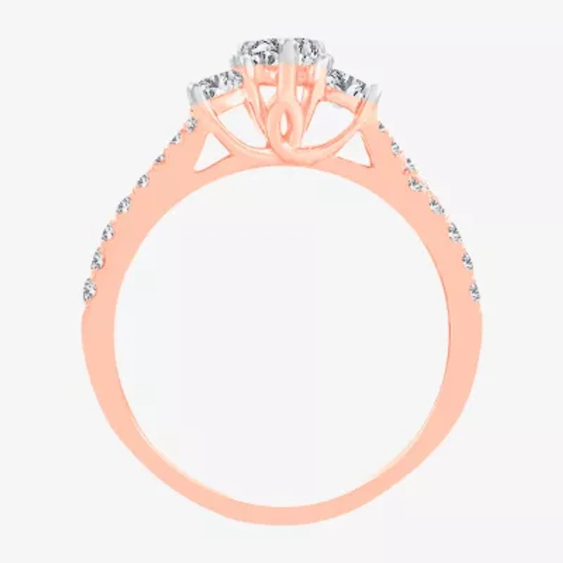 Love Lives Forever (H-I / Si1-Si2) Womens CT. T.W. Lab Grown White Diamond 10K Gold Pear 3-Stone Engagement Ring