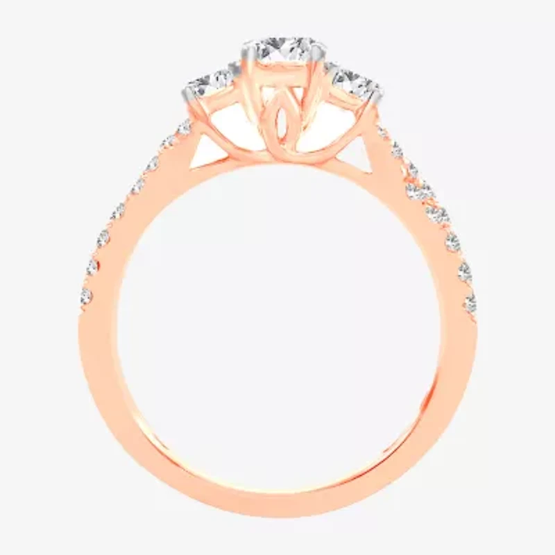 Love Lives Forever (H-I / Si1-Si2) Womens CT. T.W. Lab Grown White Diamond 10K Gold Round 3-Stone Engagement Ring