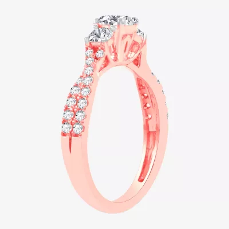 Love Lives Forever (H-I / Si1-Si2) Womens CT. T.W. Lab Grown White Diamond 10K Gold Oval 3-Stone Engagement Ring