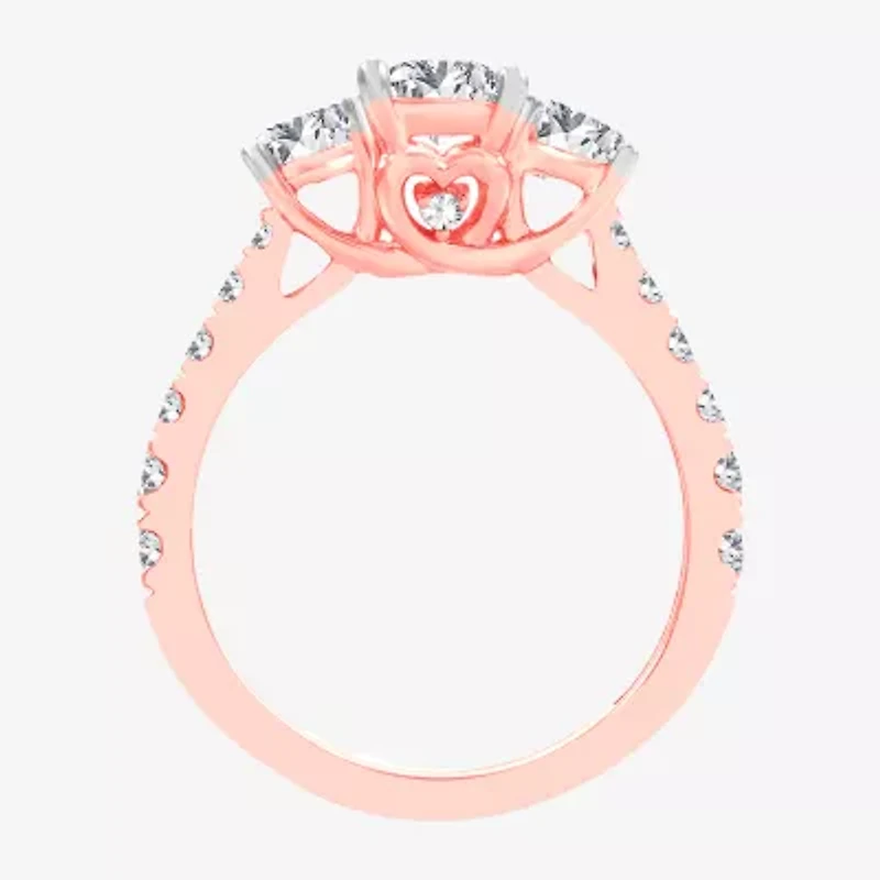 Love Lives Forever (H-I / Si1-Si2) Womens CT. T.W. Lab Grown White Diamond 10K Gold 3-Stone Engagement Ring