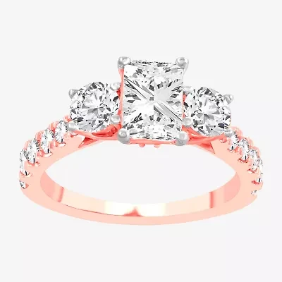 Love Lives Forever (H-I / Si1-Si2) Womens CT. T.W. Lab Grown White Diamond 10K Gold 3-Stone Engagement Ring