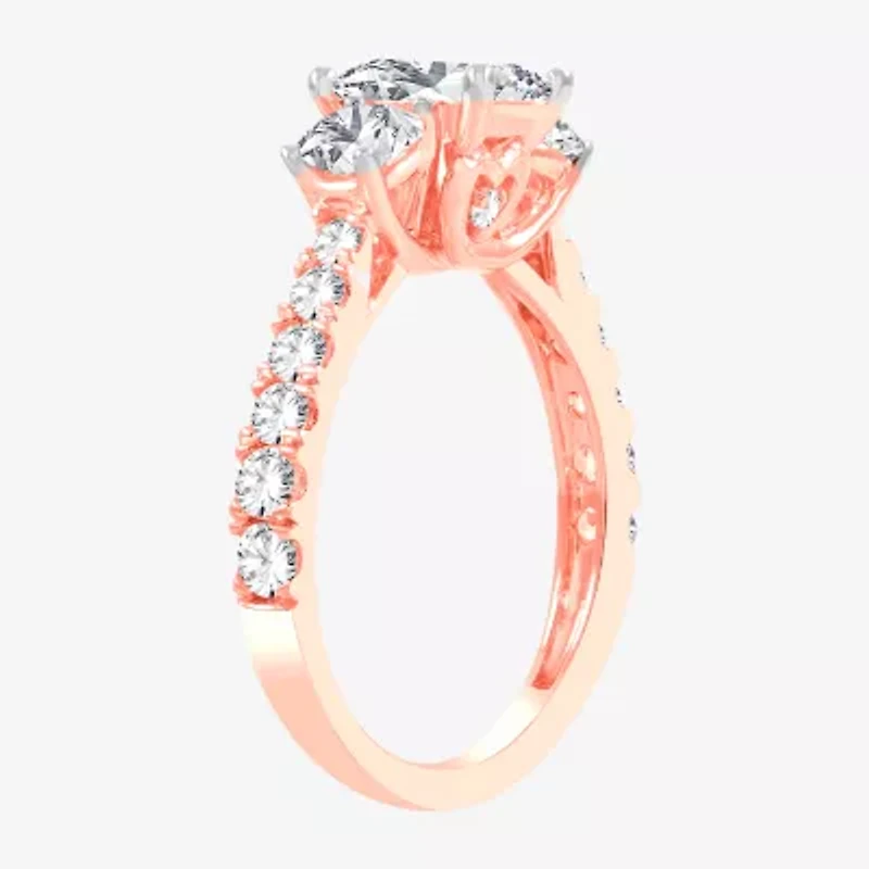 Love Lives Forever (H-I / Si1-Si2) Womens CT. T.W. Lab Grown White Diamond 10K Gold 3-Stone Engagement Ring