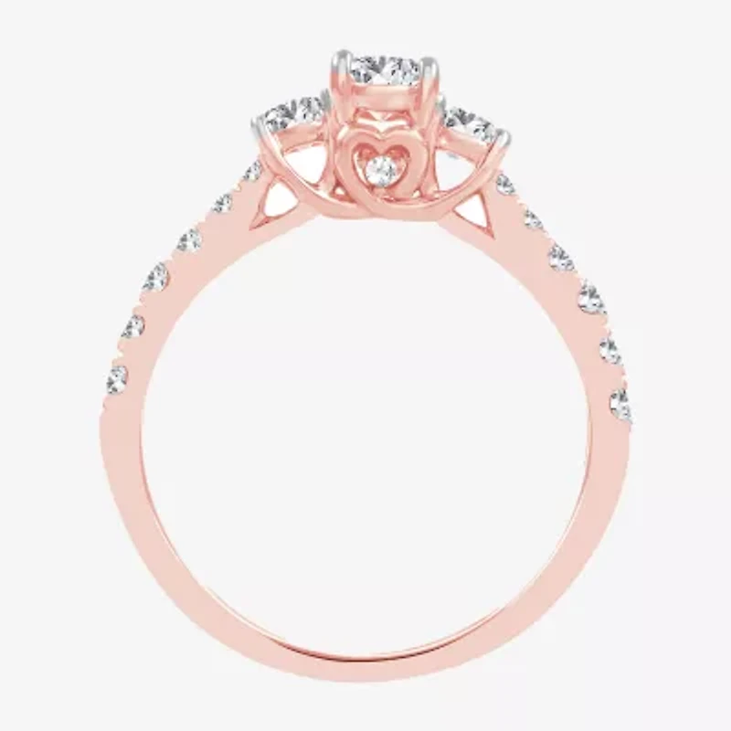 Love Lives Forever (H-I / Si1-Si2) Womens CT. T.W. Lab Grown White Diamond 10K Gold Oval 3-Stone Engagement Ring