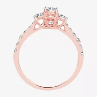 Love Lives Forever (H-I / Si1-Si2) Womens CT. T.W. Lab Grown White Diamond 10K Gold Oval 3-Stone Engagement Ring