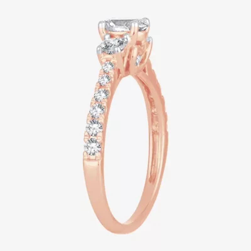 Love Lives Forever (H-I / Si1-Si2) Womens CT. T.W. Lab Grown White Diamond 10K Gold Oval 3-Stone Engagement Ring