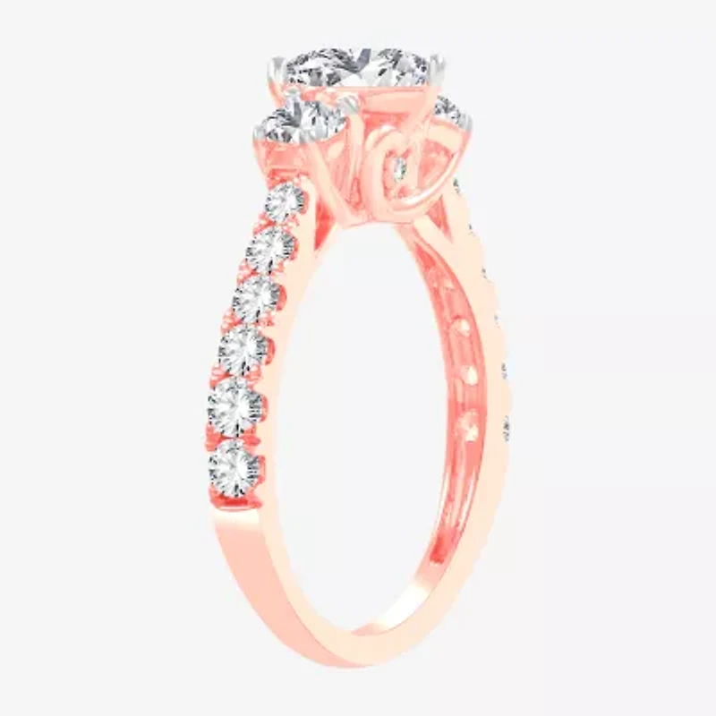 Love Lives Forever (H-I / Si1-Si2) Womens 2 CT. T.W. Lab Grown White Diamond 10K  Gold Pear 3-Stone Engagement Ring