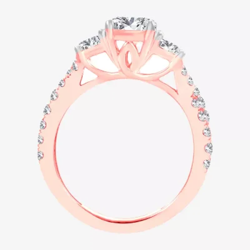 Love Lives Forever (H-I / Si1-Si2) Womens 2 CT. T.W. Lab Grown White Diamond 10K Gold Round 3-Stone Engagement Ring