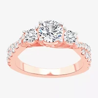 Love Lives Forever (H-I / Si1-Si2) Womens 2 CT. T.W. Lab Grown White Diamond 10K Gold Round 3-Stone Engagement Ring