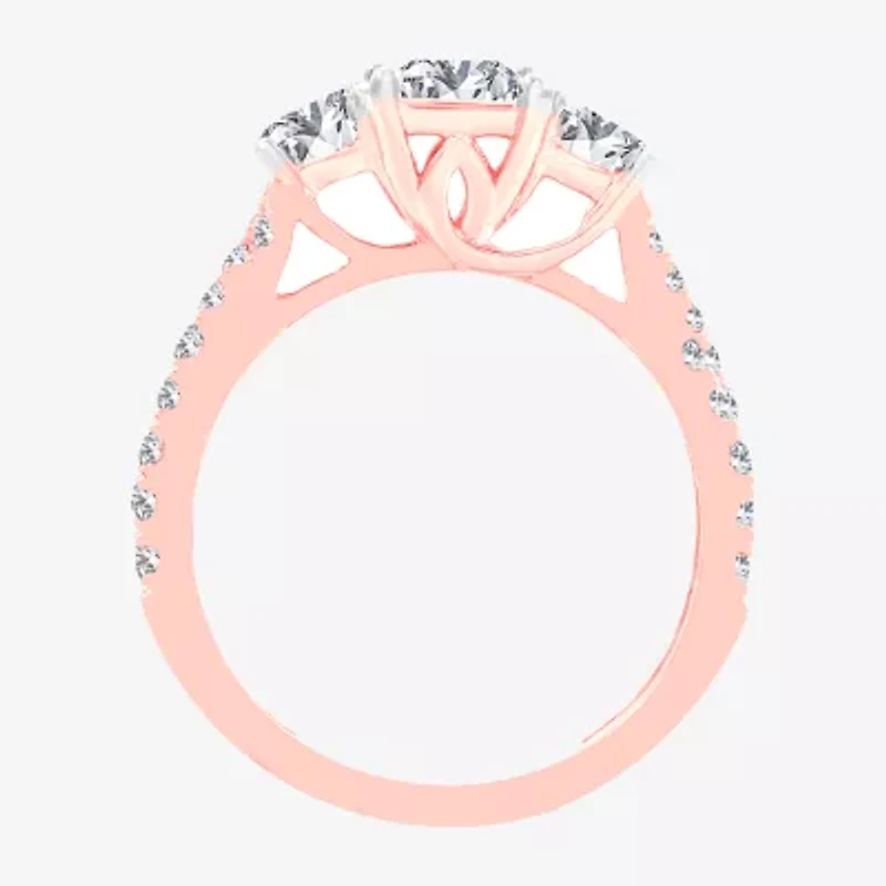 Love Lives Forever (H-I / Si1-Si2) Womens 2 CT. T.W. Lab Grown White Diamond 10K Gold 3-Stone Engagement Ring