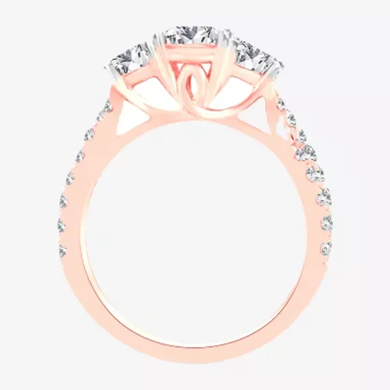 Love Lives Forever (H-I / Si1-Si2) Womens 2 CT. T.W. Lab Grown White Diamond 10K Gold Oval 3-Stone Engagement Ring