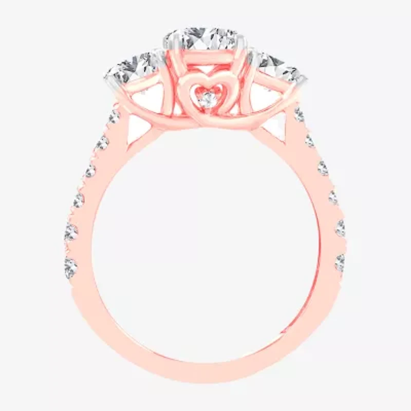 Love Lives Forever (H-I / Si1-Si2) Womens 2 CT. T.W. Lab Grown White Diamond 10K Gold Round 3-Stone Engagement Ring