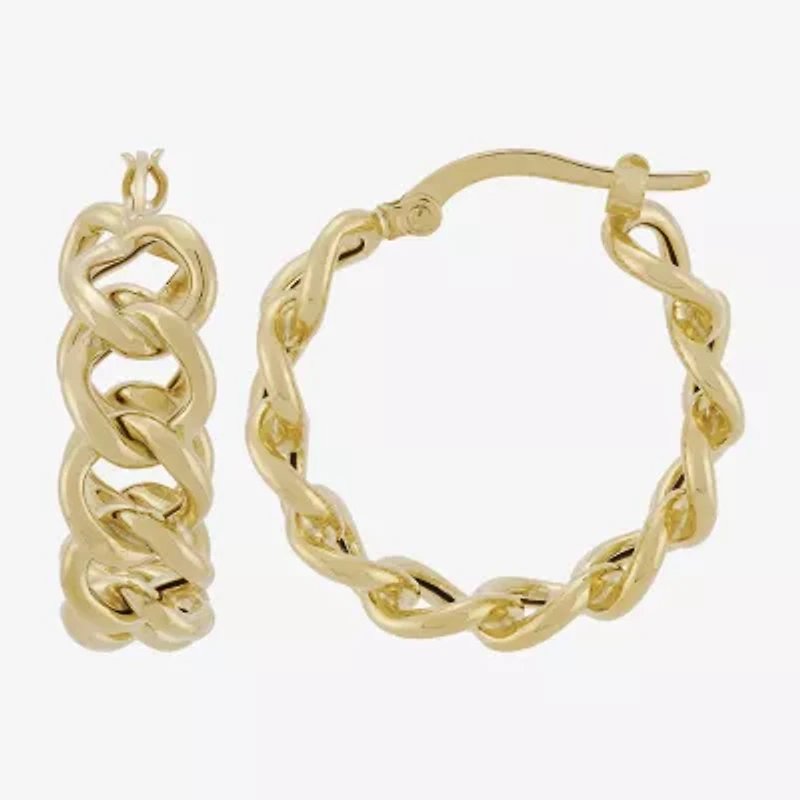 Made in Italy Womens 14K Gold 24mm Round Hoop Earrings