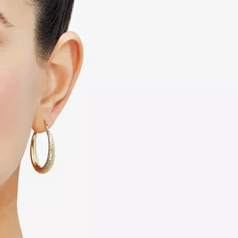 Womens 14K Gold 32.1mm Round Hoop Earrings