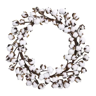 Nearly Natural Cotton Ball Wreath