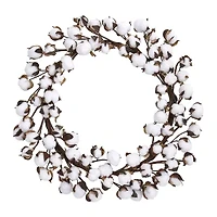 Nearly Natural Cotton Ball Wreath