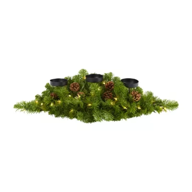 Nearly Natural 30in. Pine With Lights And Pine Cones Lighted Christmas Tabletop Decor