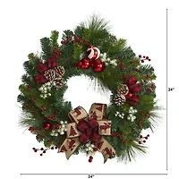 Nearly Natural 24in. Pine Cones And Ornaments Wreath