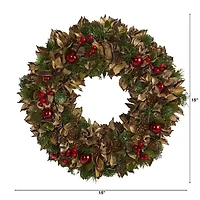 Nearly Natural 15in. Holiday With Pine Cones And Ornaments Wreath