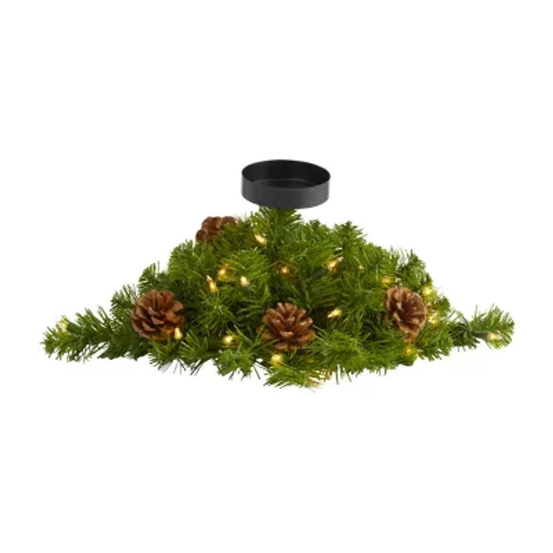 Nearly Natural 16in. 35 Lights And Pine Cones Lighted Christmas Tabletop Decor