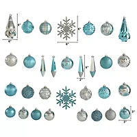 Nearly Natural Holiday 52 Count Set; 80mm To 150mm With Reusable Tray Christmas Ornament