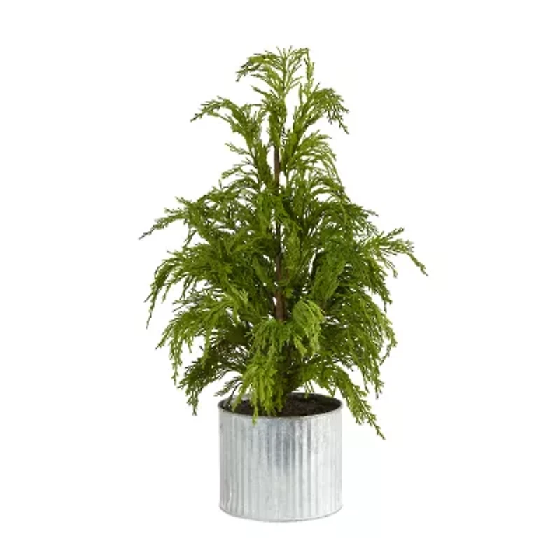 Nearly Natural 20" Cedar Pine Natural Look In Decorative Planter Pine Christmas Tree
