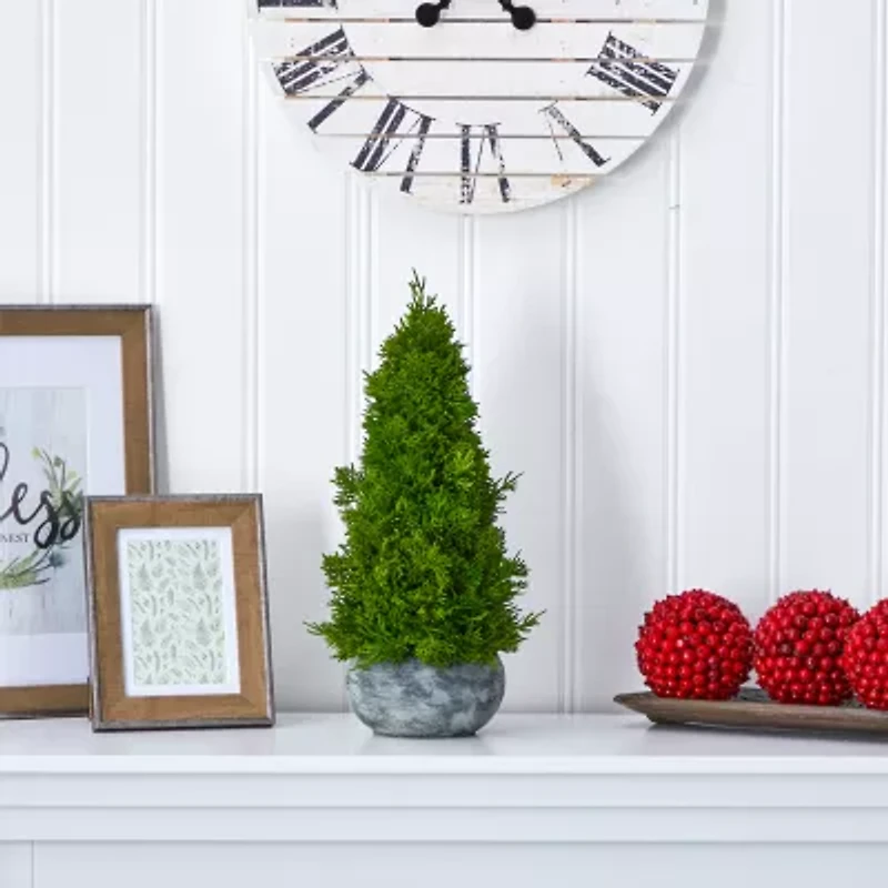 Nearly Natural 18" Cypress Cone In Decorative Planter Christmas Tree