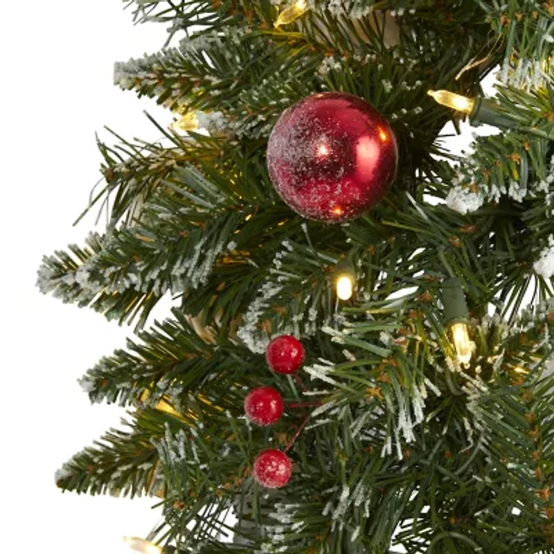 Nearly Natural 24in. Ornaments And Berries With Lights Pre-Lit Wreath