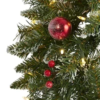 Nearly Natural 24in. Ornaments And Berries With Lights Pre-Lit Wreath
