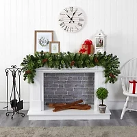 Nearly Natural 6ft. 50 Clear Led Lights And Pine Cones Pre-Lit Christmas Indoor Garland