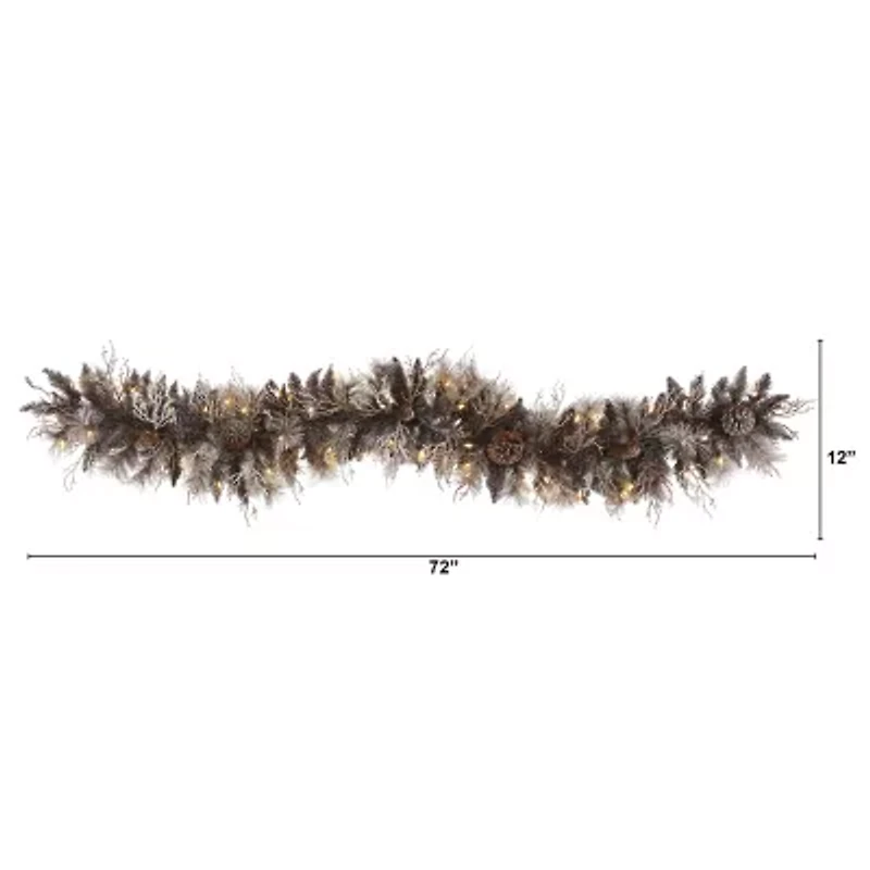 Nearly Natural 6ft. 50 White Warm Led Lights And Pine Cones Pre-Lit Christmas Indoor Garland