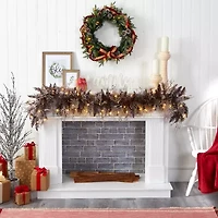Nearly Natural 6ft. 50 White Warm Led Lights And Pine Cones Pre-Lit Christmas Indoor Garland