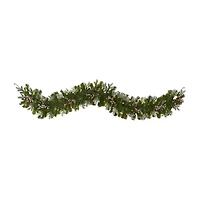 Nearly Natural 6ft. Snow Tipped Christmas With 50 Warm White Led Lights And Berries Pre-Lit Christmas Indoor Garland