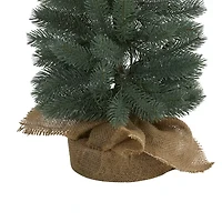 Nearly Natural 4 Foot Pine In A Burlap Base With 70 Warm White Lights Pre-Lit Christmas Tree