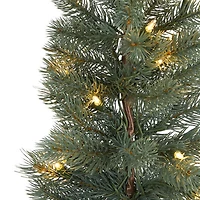 Nearly Natural 4 Foot Pine In A Burlap Base With 70 Warm White Lights Pre-Lit Christmas Tree