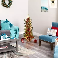 Nearly Natural 4 Foot Pine In Burlap Wrapped Base With Berry And 100 Warm White Lights Pre-Lit Christmas Tree