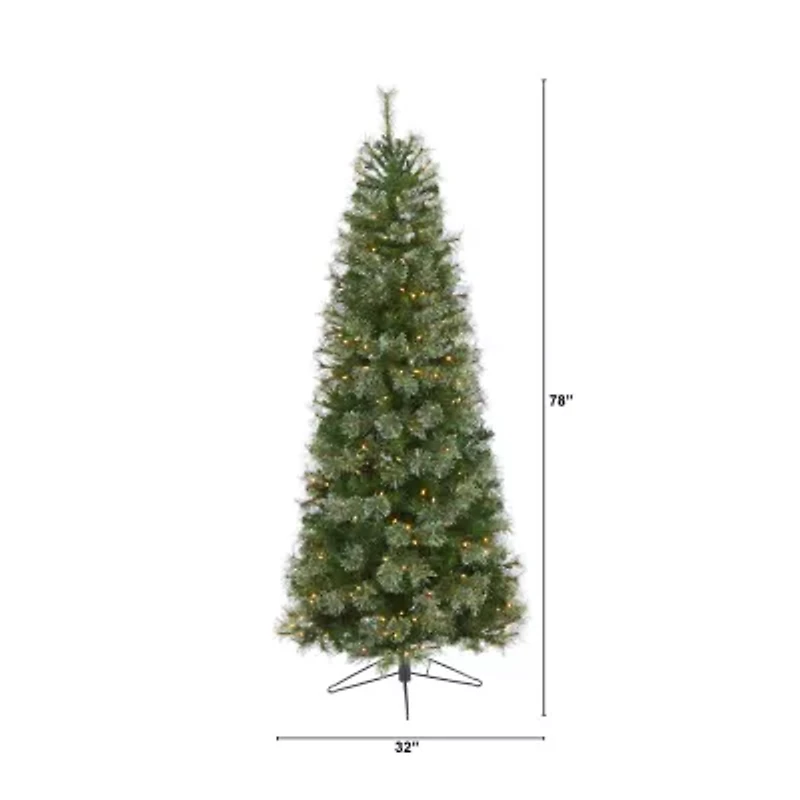 Nearly Natural 6 1/2 Foot Cashmere Slim Pine With 660 Bendable Branches And 350 Warm White Lights Pre-Lit Christmas Tree