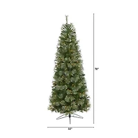 Nearly Natural 6 1/2 Foot Cashmere Slim Pine With 660 Bendable Branches And 350 Warm White Lights Pre-Lit Christmas Tree