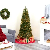Nearly Natural 6 1/2 Foot Cashmere Slim Pine With 660 Bendable Branches And 350 Warm White Lights Pre-Lit Christmas Tree