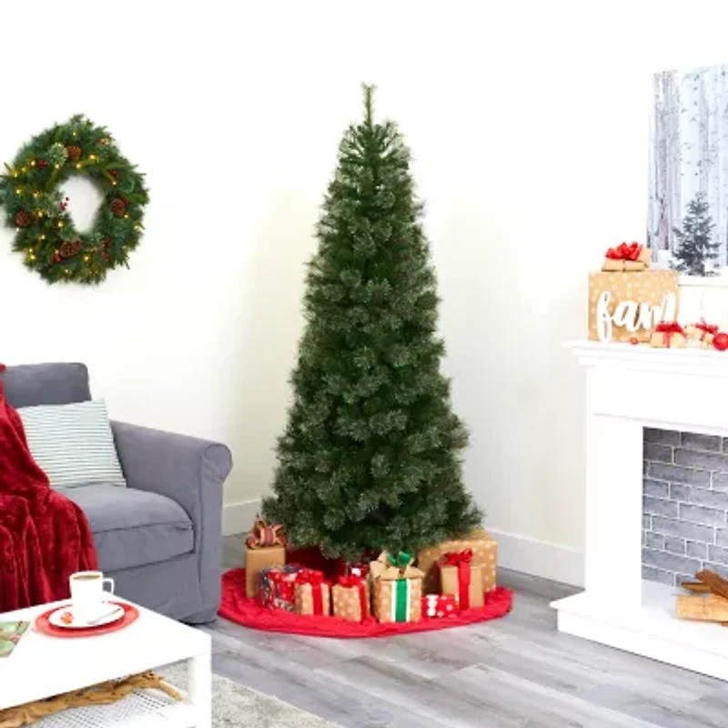 Nearly Natural 6 1/2 Foot Cashmere Slim Pine With 660 Bendable Branches And 350 Warm White Lights Pre-Lit Christmas Tree