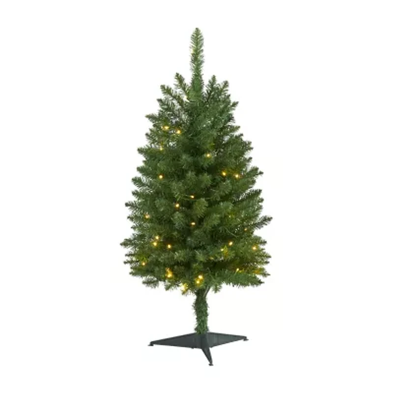 Nearly Natural 3 Foot Slim Green Mountain Pine With 50 Clear Led Lights Pre-Lit Christmas Tree