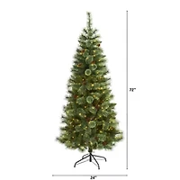 Nearly Natural 6 Foot Pine With Pine Cones Pre-Lit Christmas Tree