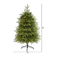 Nearly Natural 4 Foot Natural Look Fir With 814 Bendable Branches And 250 Clear Led Lights Pre-Lit Christmas Tree