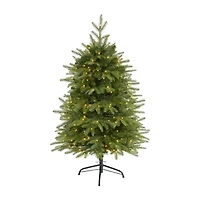 Nearly Natural 4 Foot Natural Look Fir With 814 Bendable Branches And 250 Clear Led Lights Pre-Lit Christmas Tree