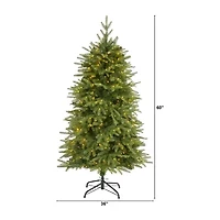 Nearly Natural 5 Foot Natural Look Fir With 1054 Bendable Branches And 350 Clear Led Lights Pre-Lit Christmas Tree