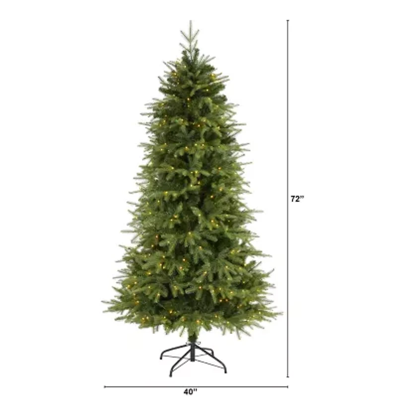 Nearly Natural 6 Foot Natural Look Fir With 1870 Bendable Branches And 350 Clear Led Lights Pre-Lit Christmas Tree