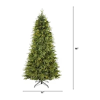 Nearly Natural 8 Foot Natural Look Fir With 3470 Bendable Branches And 700 Clear Led Lights Pre-Lit Christmas Tree