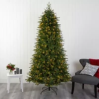 Nearly Natural 8 Foot Natural Look Fir With 3470 Bendable Branches And 700 Clear Led Lights Pre-Lit Christmas Tree