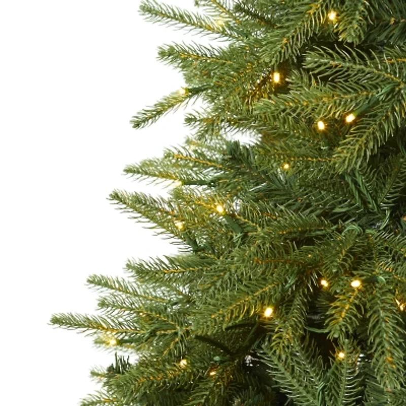Nearly Natural 8 Foot Natural Look Fir With 3470 Bendable Branches And 700 Clear Led Lights Pre-Lit Christmas Tree