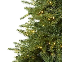 Nearly Natural 8 Foot Natural Look Fir With 3470 Bendable Branches And 700 Clear Led Lights Pre-Lit Christmas Tree